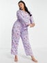 ASOS DESIGN Curve exclusive modal floral shirt & trouser pyjama set in purple