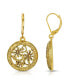 Gold-Tone Dipped Round Floral Drop Earrings