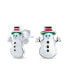 ფოტო #1 პროდუქტის Small Fun Holiday Cartoon Christmas Winter White Enamel Frosty Snowman Stud Earrings For Women Teens .925 Sterling Silver