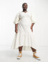 Native Youth Plus ruffle hem linen midaxi dress in ecru