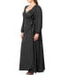 Фото #2 товара Women's Plus Size Modern Muse Long Sleeve Wrap Gown