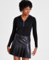 ფოტო #3 პროდუქტის Women's Zip-Front Hoodie Bodysuit, Created for Macy's