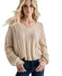 Фото #1 товара Women's V-Neck Cable-Knit Sweater