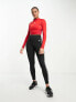 adidas Training Hyperglam 3 stripe longsleeve crop top in red