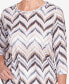 Petite Classic Neutrals Shimmering Chevron 3/4 Sleeve Top