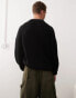 COLLUSION knitted crew neck jumper in black