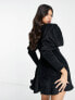 Фото #4 товара ASOS LUXE fluffy knitted corsetted dress with flippy skirt in black