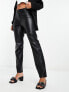 Фото #1 товара Stradivarius faux leather skinny trouser in black