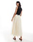 Фото #4 товара Never Fully Dressed drop hem maxi dress in black and cream