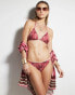 Фото #1 товара River Island palm print triangle bikini bottom in pink