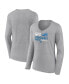Фото #1 товара Women's Gray Detroit Lions 2023 NFC North Division Champions Conquer V-Neck Long Sleeve T-shirt