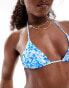 Фото #2 товара Bright Swimwear maria aqua floral triangle bikini top in blue