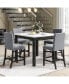 Фото #1 товара 5-Piece Grey Dining Set: Faux Marble Table, 4 Velvet Chairs