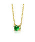 Фото #2 товара Kids 14K Gold Plated Overlay Green Cubic Zirconia Stud Necklace
