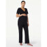 Фото #1 товара Joyspun Maternity Short Sleeve Wrap Top and Pants Pajama Set Women's S/M Black