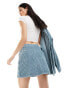 Фото #8 товара ASOS DESIGN jumbo cord button through mini skirt in blue