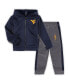 ფოტო #2 პროდუქტის Toddler Boys Navy, Gray West Virginia Mountaineers Shark Full-Zip Hoodie Jacket and Pants Set