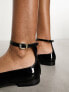 Walk London Bella ankle strap ballerina in black leather