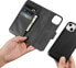 iCarer iCarer Wallet Case 2in1 etui iPhone 14 skórzany pokrowiec z klapką Anti-RFID czarny (WMI14220725-BK)