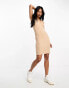 Фото #4 товара River Island scoop neck ribbed mini dress in beige