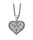 Фото #1 товара Chisel antiqued and Marcasite Heart Pendant Singapore Chain Necklace