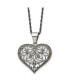 ფოტო #1 პროდუქტის Antiqued and Marcasite Heart Pendant Singapore Chain Necklace