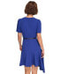 Фото #2 товара Women's Belted Asymmetric-Hem Ruffle Dress