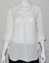 Status by chenault Women's Long Roll Up Sleeve Lace Up Blouse Ivory M