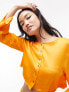 Фото #3 товара Topshop co-ord raw edge button through blouse in orange