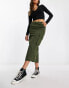 New Look cargo midi skirt in khaki