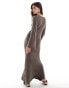 Vila super soft fluffy maxi jumper dress in brown