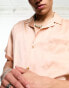 ASOS DESIGN satin shirt with revere collar in peach