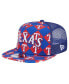 ფოტო #1 პროდუქტის Men's Royal Texas Rangers Seeing Diamonds A-Frame Trucker 9Fifty Snapback Hat