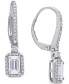 ფოტო #1 პროდუქტის Lab-Created Moissanite (1 ct. t.w.) & Diamond (1/4 ct. t.w.) Emerald-Cut Halo Leverback Drop Earrings in 10k White Gold