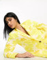 Фото #1 товара ASOS DESIGN oversized floral printed slim fit suit blazer with linen in yellow