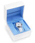 ფოტო #4 პროდუქტის Women's Amelia GMT Multifunctional Genuine White Calf Leather Strap Watch 40mm