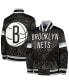 ფოტო #1 პროდუქტის Big Boys Black Brooklyn Nets Home Game Varsity Satin Full-Snap Jacket
