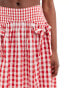 Neon Rose bow detail gingham midaxi skirt co-ord in red