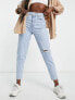 Фото #4 товара Levi's high waisted mom jeans in light wash blue