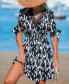 Фото #2 товара Women's Short Sleeve Abstract Animal Mini Beach Dress