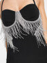Фото #3 товара ASOS DESIGN corset detail jumpsuit with embellished fringe in black