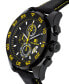 ფოტო #2 პროდუქტის Torrent Men's Chronograph Watch Black Leather Strap, Black and Yellow Dial, 44mm