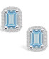 ფოტო #3 პროდუქტის Aquamarine (1 ct. t.w.) and Diamond (1/5 ct. t.w.) Halo Stud Earrings in 14K White Gold