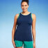 Фото #3 товара Lands' End Women's UPF 50 High Neck with Binding Tankini Top - Navy Blue XS