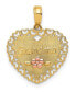 ფოტო #1 პროდუქტის Grandma Heart Charm in 14k Yellow and Rose Gold