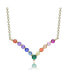 Sterling Silver Rainnbow Cubic Zirconia "V" Pendant Necklace