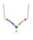 ფოტო #1 პროდუქტის Sterling Silver Rainnbow Cubic Zirconia "V" Pendant Necklace