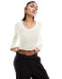 Noisy May fluffy knit top in white 2XL - фото #2