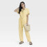 Фото #2 товара Women's Short Sleeve Linen Boilersuit - Universal Thread Yellow 0