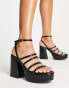 Фото #1 товара Pull&Bear – Plateau-Sandalen in Schwarz mit Riemchen-Design und Absatz